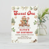 グリーンクリスマスクッキーSweet One 1st誕生日 招待状 (スタンド正面)