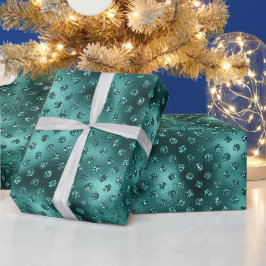 グリーンクリスマスグリッタードット ラッピングペーパー