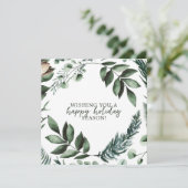 グリーンクリスマスグリーンとパインホリデーカード 招待状 (スタンド正面)