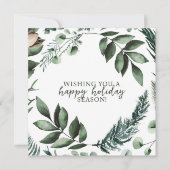 グリーンクリスマスグリーンとパインホリデーカード 招待状 (正面)