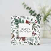 グリーンクリスマスグリーンとベリーホリデーカード 招待状 (スタンド正面)