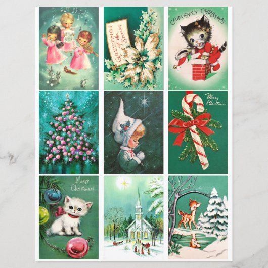 グリーンクリスマスグリーンカードクリップアートシート (正面)