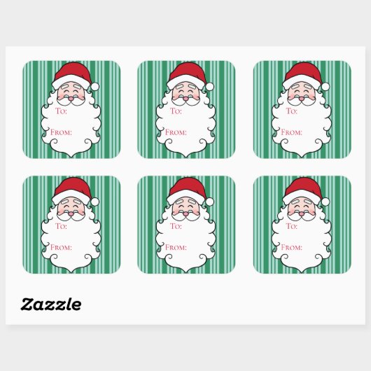 グリーンクリスマスサンタクロースギフトラベルシール スクエアシール (シート)