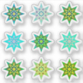 グリーンクリスマススターカラフルのステッカーパック シール (正面)