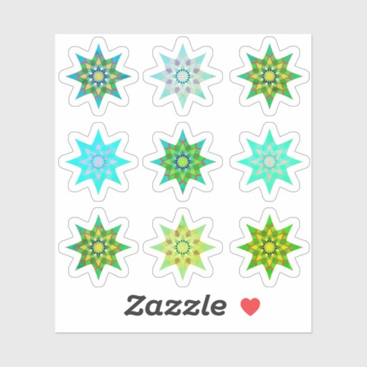 グリーンクリスマススターカラフルのステッカーパック シール (シート)