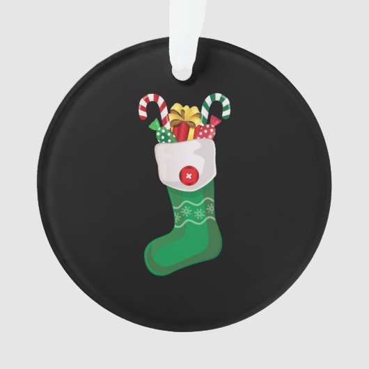 グリーンクリスマスストッキング オーナメント (正面)