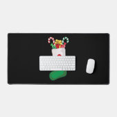 グリーンクリスマスストッキング デスクマット (キーボード&マウス)