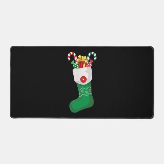 グリーンクリスマスストッキング デスクマット (正面)
