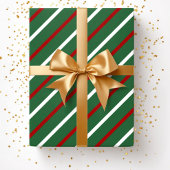 グリーンクリスマスストライプのパターン ラッピングペーパー
