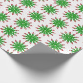 グリーンクリスマススノーフレークのギフトラッピング紙 ラッピングペーパー (角)