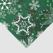 グリーンクリスマススノーフレークパターンティッシュペーパー 薄葉紙 (詳細)