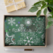 グリーンクリスマススノーフレークパターンティッシュペーパー 薄葉紙 (ギフト)