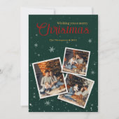 グリーンクリスマススノーフレーク写真コラージュ シーズンカード (正面)