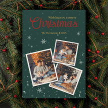 グリーンクリスマススノーフレーク写真コラージュ