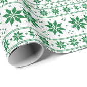 グリーンクリスマススノーフレーク冬Xマススノーフレーク ラッピングペーパー (ロールコーナー)