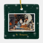 グリーンクリスマススノーフレーク セラミックオーナメント (正面)