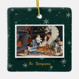 グリーンクリスマススノーフレーク セラミックオーナメント