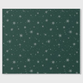 グリーンクリスマススノーフレーク ラッピングペーパー (フラット)