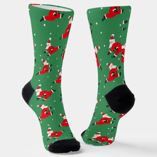 グリーンクリスマスソックス(踊りサンタ付) ソックス (傾斜あり)