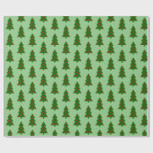 グリーンクリスマスツリーと赤いハートシンプル ラッピングペーパー (フラット)