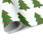 グリーンクリスマスツリーと赤いハート ラッピングペーパー (ロールコーナー)