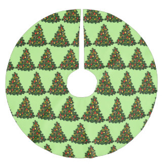 グリーンクリスマスツリーのパターン国 ブラッシュドポリエステルツリースカート
