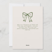 グリーンクリスマスツリーの手描きリボン シーズンカード (裏面)