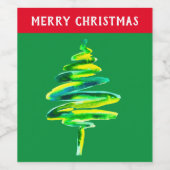 グリーンクリスマスツリーの水色 ワインラベル (シングルラベル)