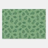 グリーンクリスマスツリーアンドボタニカルホリデー葉ズ ラッピングペーパーシート (正面3)