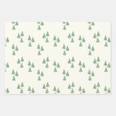 グリーンクリスマスツリーアンドボタニカルホリデー葉ズ ラッピングペーパーシート (正面)