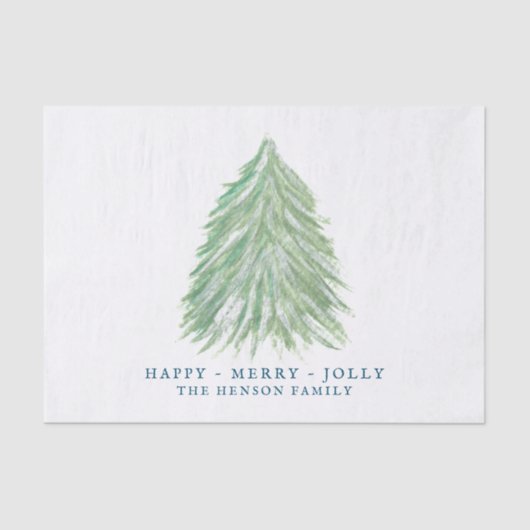 グリーンクリスマスツリーウォーターカラースケッチホリデー 薄葉紙 (正面)