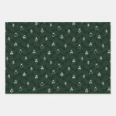 グリーンクリスマスツリーオーナメントとギフトホリデー ラッピングペーパーシート (正面2)