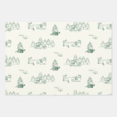 グリーンクリスマスツリーオーナメントとギフトホリデー ラッピングペーパーシート (正面)