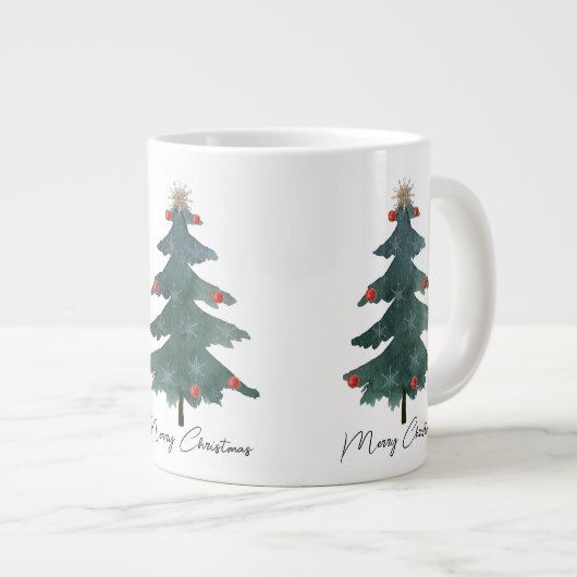 グリーンクリスマスツリーオーナメントメリークリスマス ジャンボコーヒーマグカップ (正面右)