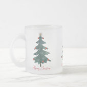 グリーンクリスマスツリーオーナメントメリークリスマス フロストグラスマグカップ (左)