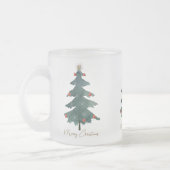 グリーンクリスマスツリーオーナメントメリークリスマス フロストグラスマグカップ (左)