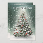 グリーンクリスマスツリーカラフルオーナメント白雪 シーズンカード (正面/裏面)