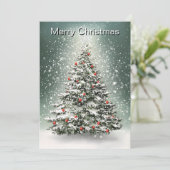 グリーンクリスマスツリーカラフルオーナメント白雪 シーズンカード (スタンド正面)