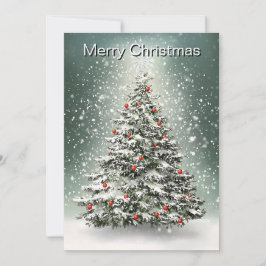 グリーンクリスマスツリーカラフルオーナメント白雪 シーズンカード