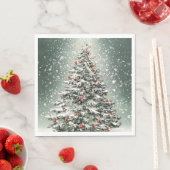 グリーンクリスマスツリーカラフルオーナメント白雪 スタンダードランチョンナプキン (インサイチュ)