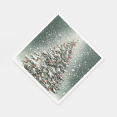 グリーンクリスマスツリーカラフルオーナメント白雪 スタンダードランチョンナプキン (角)