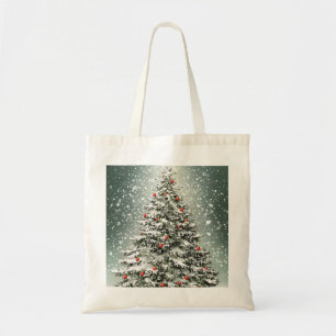 グリーンクリスマスツリーカラフルオーナメント白雪 トートバッグ