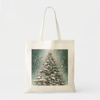 グリーンクリスマスツリーカラフルオーナメント白雪 トートバッグ