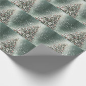 グリーンクリスマスツリーカラフルオーナメント白雪 ラッピングペーパー (角)