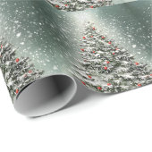 グリーンクリスマスツリーカラフルオーナメント白雪 ラッピングペーパー (ロールコーナー)