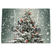 グリーンクリスマスツリーカラフルオーナメント白雪 ラージペーパーバッグ (正面)