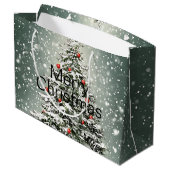 グリーンクリスマスツリーカラフルオーナメント白雪 ラージペーパーバッグ (裏面アングル)