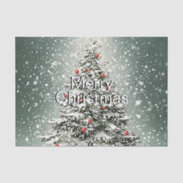 グリーンクリスマスツリーカラフルオーナメント白雪 薄葉紙