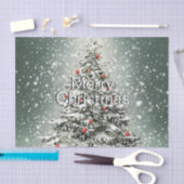 グリーンクリスマスツリーカラフルオーナメント白雪 薄葉紙 (クラフト)