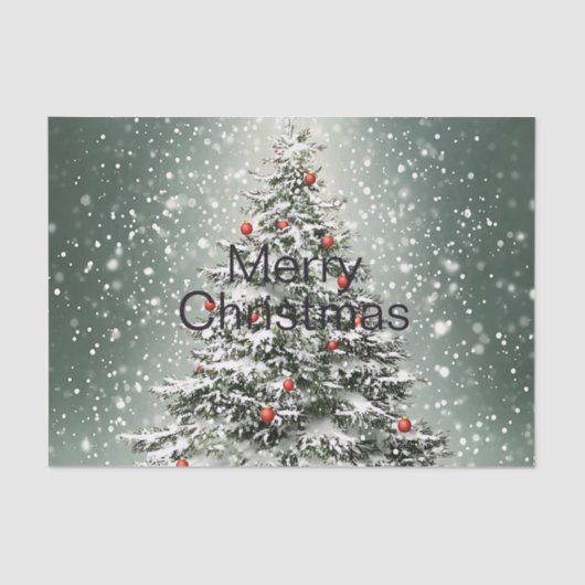 グリーンクリスマスツリーカラフルオーナメント白雪 薄葉紙 (正面)